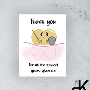 merci pour la carte de soutien, carte drôle, carte de voeux mignonne, art dentaire mignon, carte de voeux, humour dentaire, carte unique, couronne