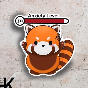 Anxiety level red panda stickers, Sticker cute, kawaii stickers, cute sticker, notebook sticker, stickers aesthetic, die cut,  vinyl sticker