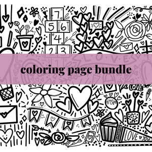 Hand lettered Coloring Poster, Giant coloring poster, fun kids activities, coloring pages, Valentine&#39;s Day coloring page, coloring bundle