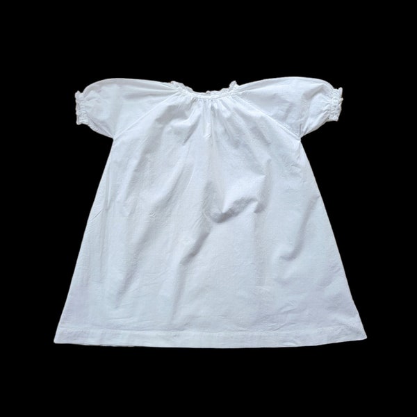 Vintage Hand Made White Cotton Girls Dress / Cotton Baby Toddler Dress with Lace Trim / Baptism Dress/ Photography Kids Clothing Prop