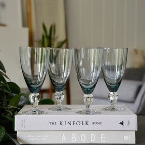 Vintage Skruf Smokey Swedish Wine Glasses Set of Four / Skruf Wine Goblets Made in Sweden