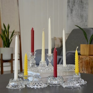 Antique Glass Candle Holder Collection Instant Curated Lot of 10 / Crystal and Cut Glass Candlestick Holders Wedding Decor Table Centerpiece image 1