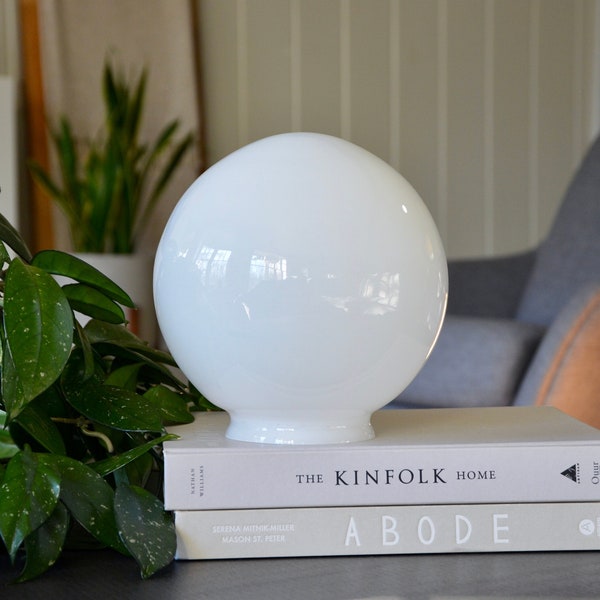 Vintage White Frosted Round Ball Glass Globe Mid Century Retro Replacement Globe Light Fixture Cover