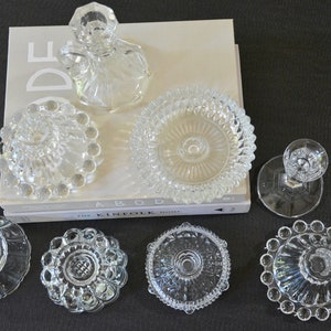 Antique Glass Candle Holder Collection Instant Curated Lot of 10 / Crystal and Cut Glass Candlestick Holders Wedding Decor Table Centerpiece image 9