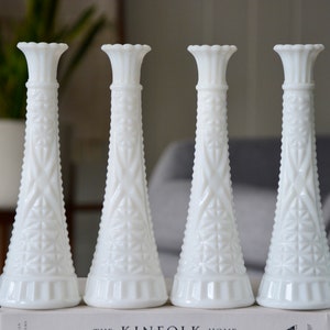 Vintage Milk Glass Floral Bud Vase / Milk Glass Flower Vase / Wedding Decor Mantle Display Holiday Table Centerpiece image 7