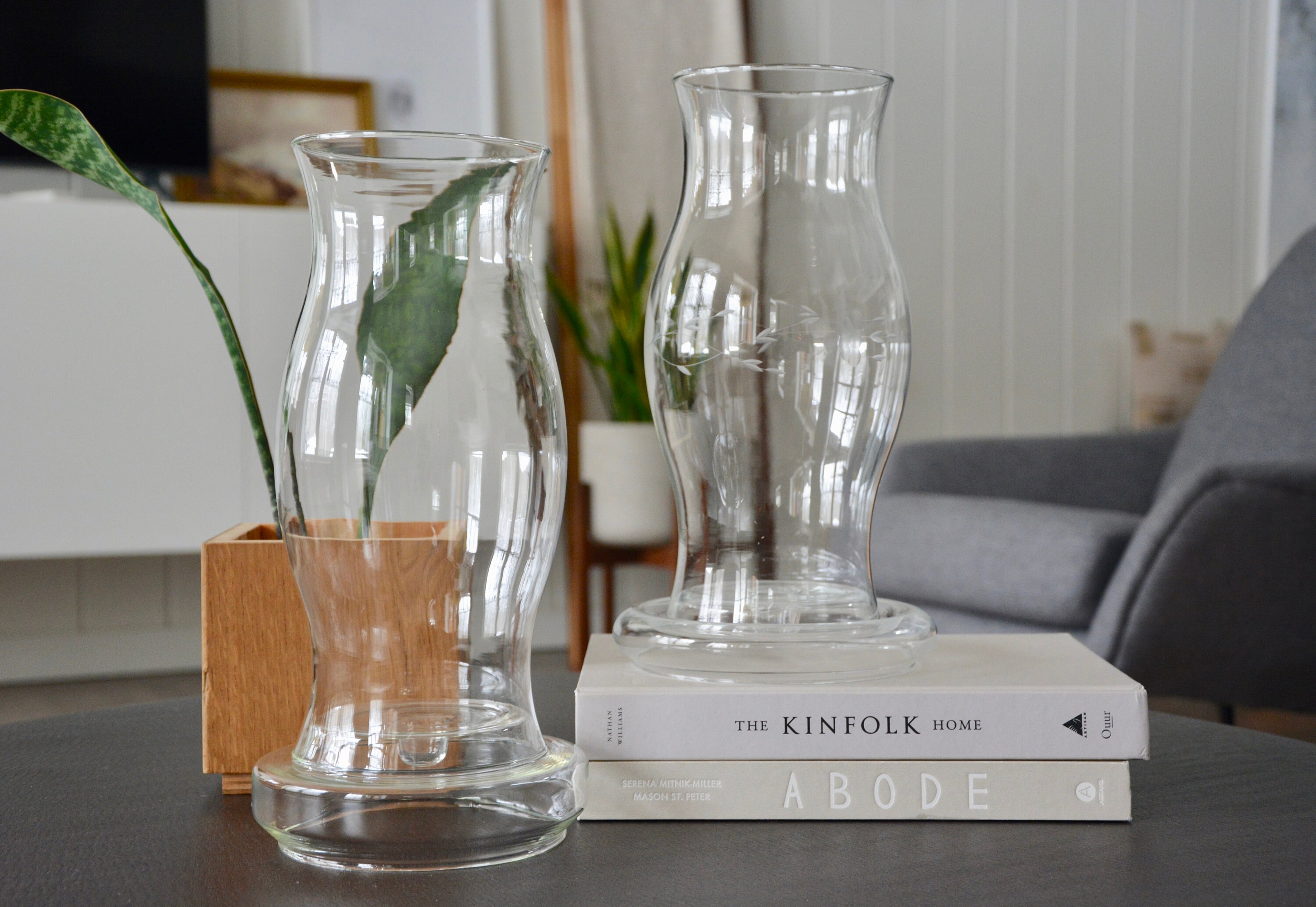 Vintage Large Glass Hurricane Candleholder Lantern With Base Etsy