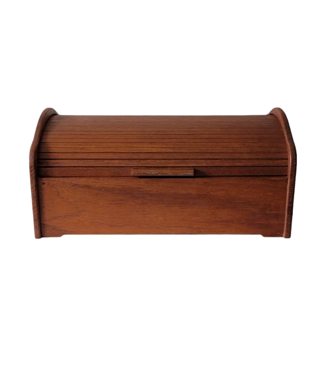 Mid Century Teak Wood Roll Top Organizer 17 X 11 1/2 Tambour Etsy
