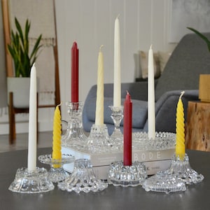 Antique Glass Candle Holder Collection Instant Curated Lot of 10 / Crystal and Cut Glass Candlestick Holders Wedding Decor Table Centerpiece image 6