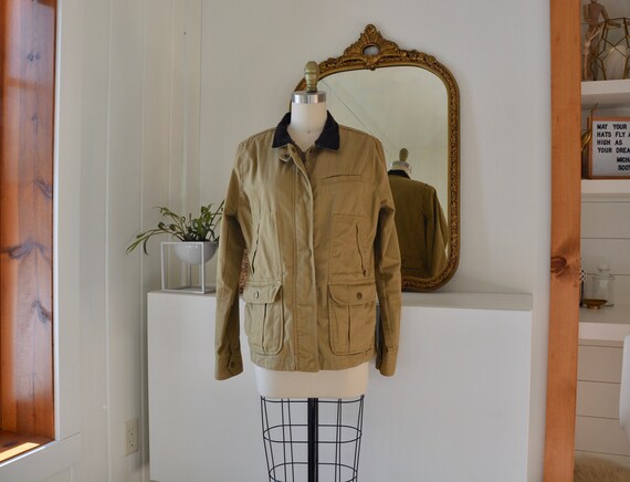 Vintage Lands End Tan Denim Chore Coat 