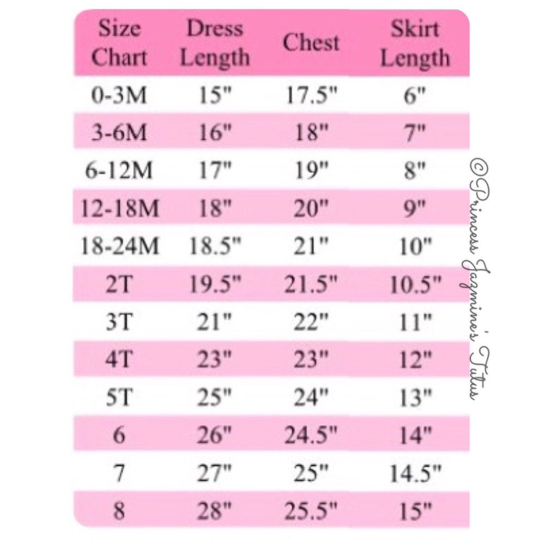 Tutu Dress Length Chart