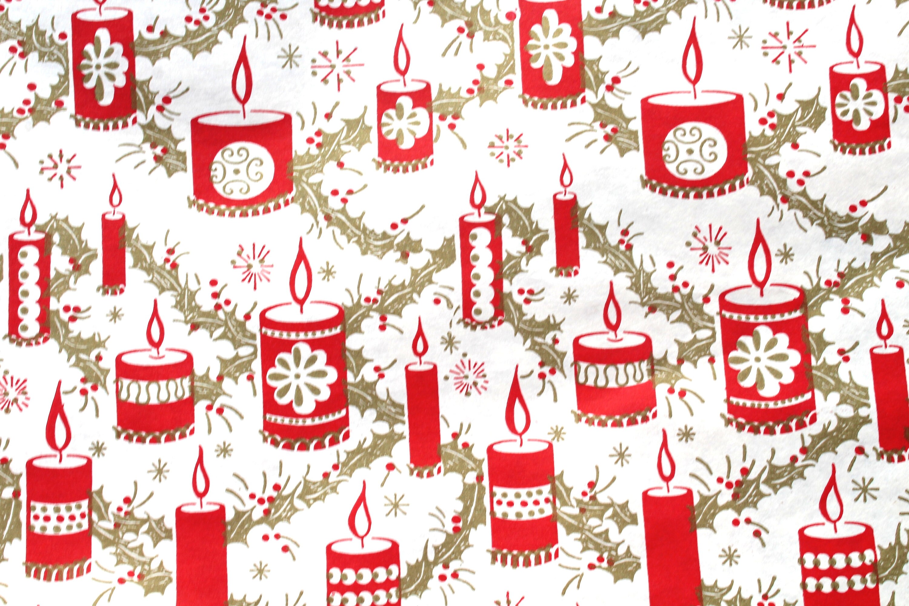 Christmas Candle Wrapping Paper by the Yard Old fashioned Etsy