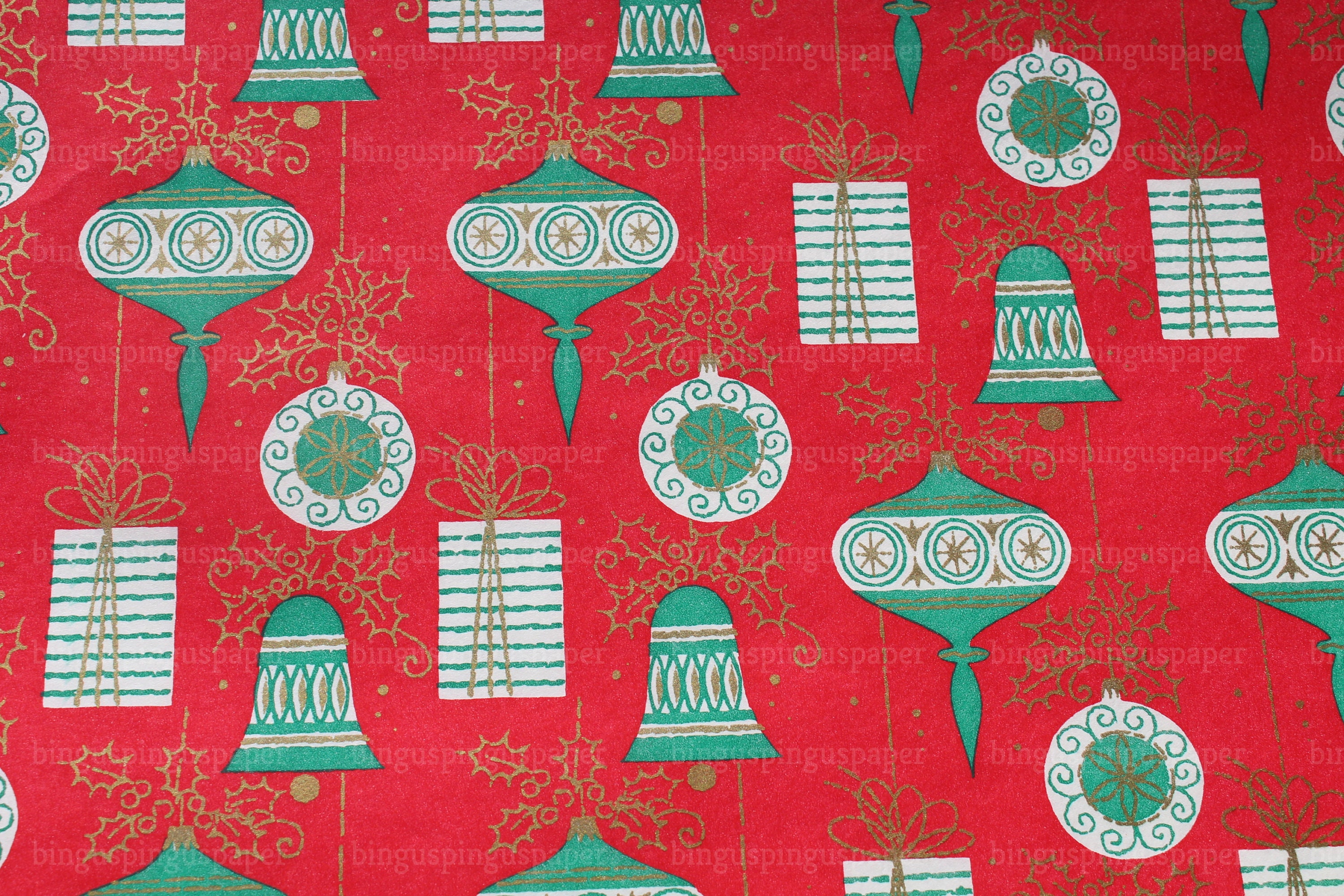 Vintage Mod Ornament Christmas Gift Wrapping Paper by the Yard