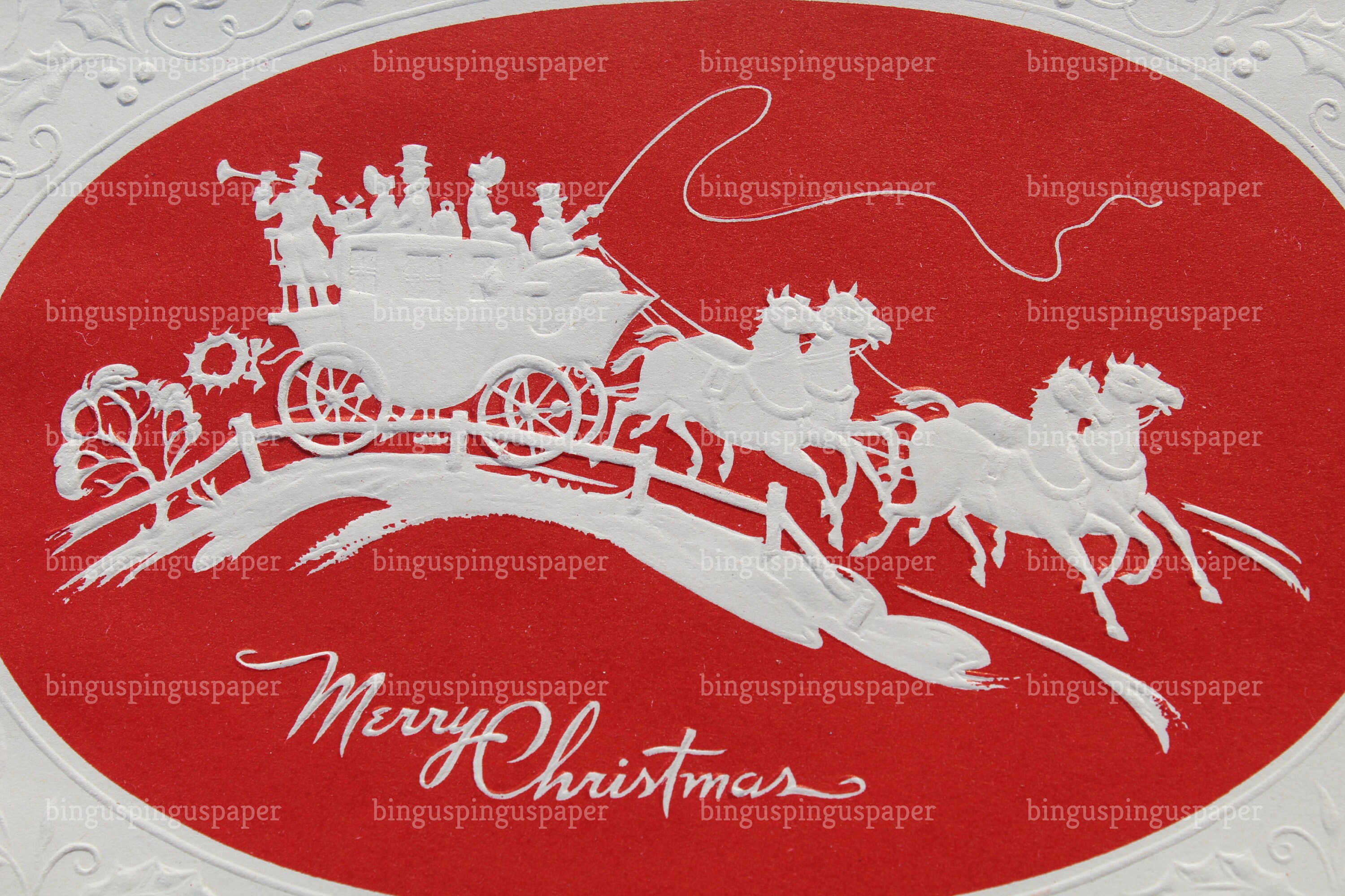 Details about / Christmas Greeting Card /& Envelope Dashing through the snow Red Sleigh