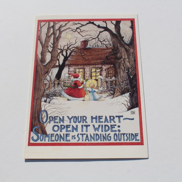 Mary Engelbreit Christmas Card Open Your Heart Illustration to Frame Holiday Wall Decor