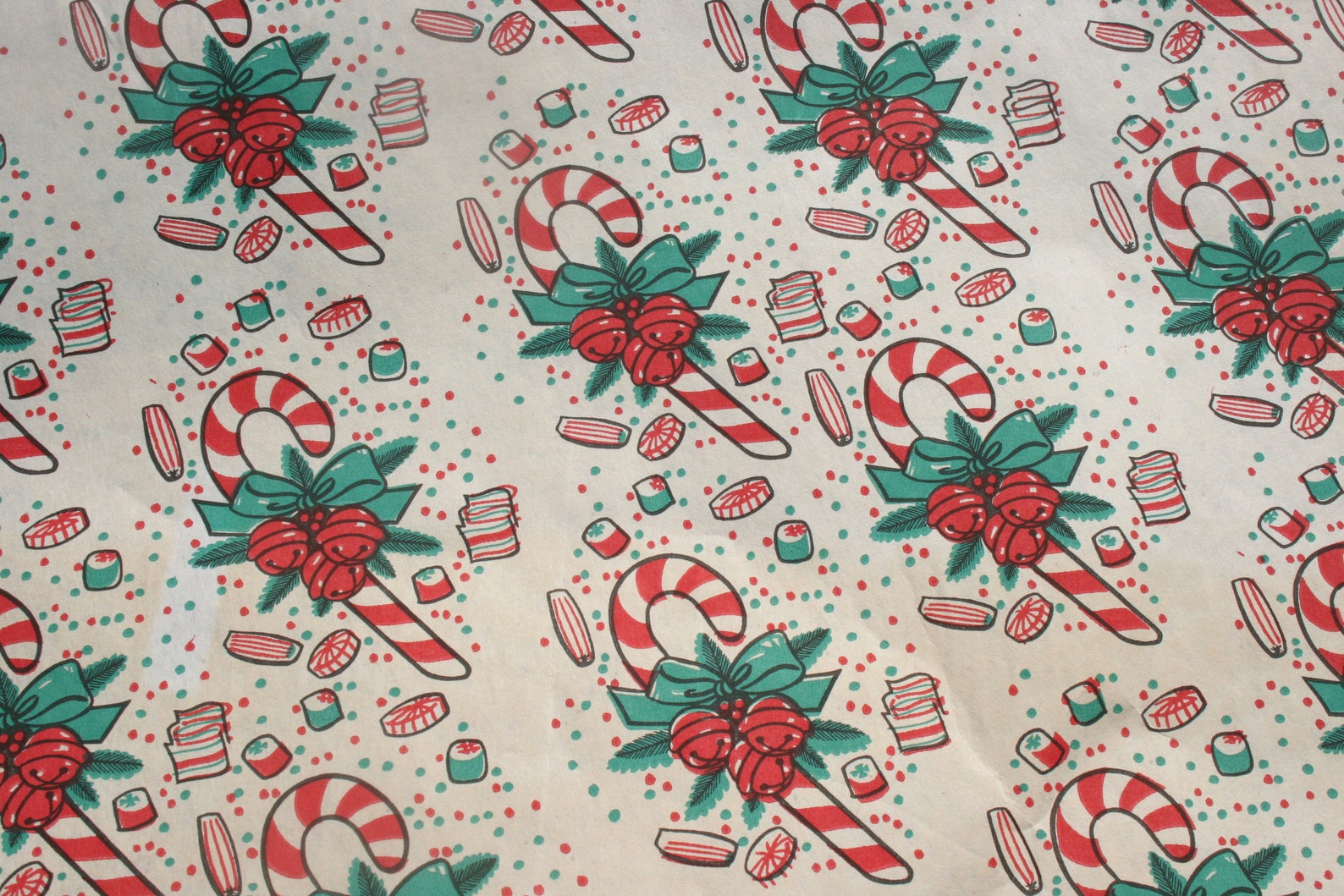 Candy Cane Christmas Wrapping Paper by the Yard Old fashioned Etsy