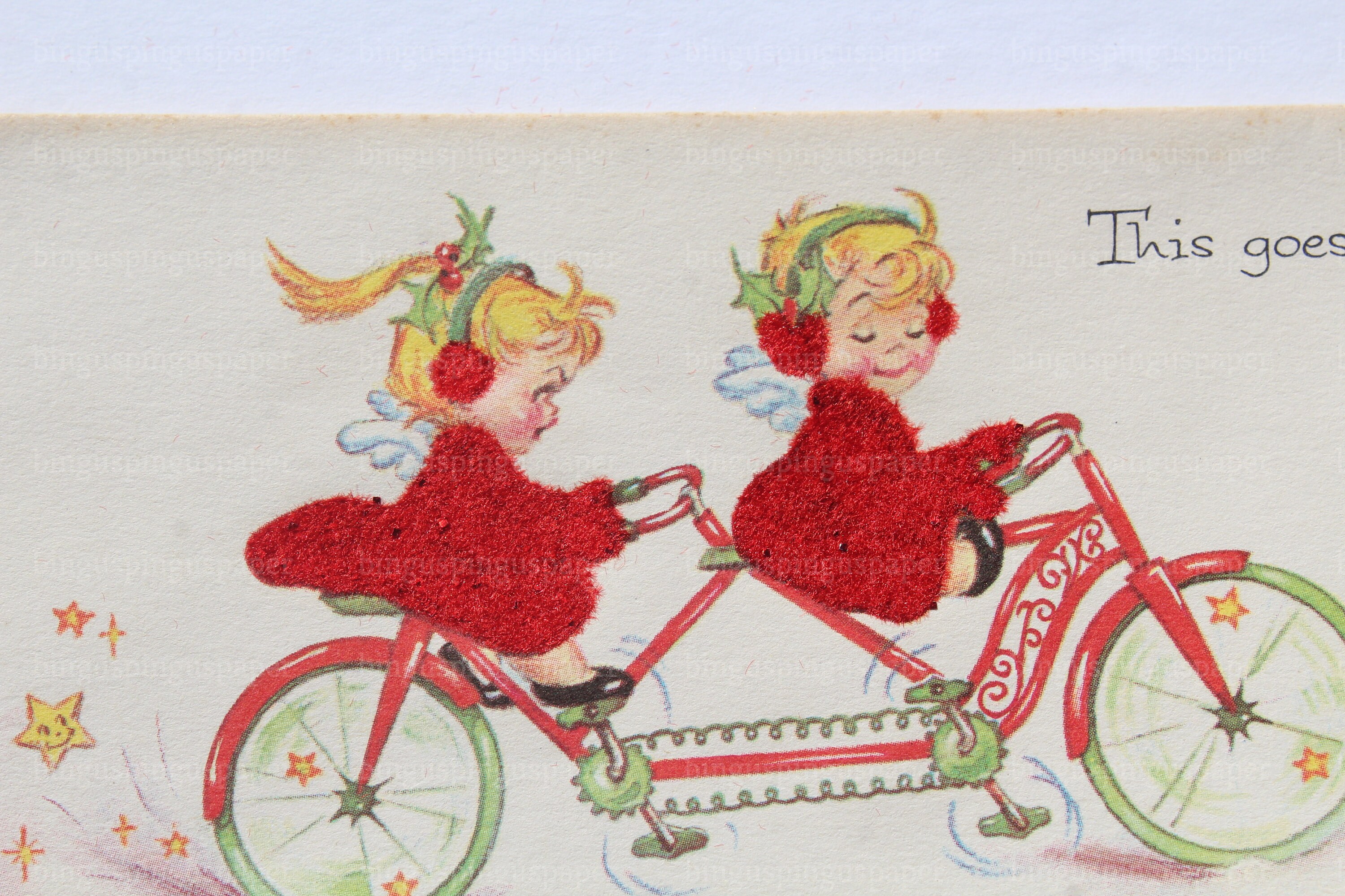 Angels Riding a Bike Eve Rockwell Vintage Christmas Card - Etsy