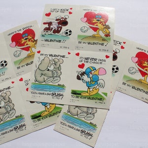 Lot de cartes vintage andromorphes de sports d'animaux de dessin animé pour la Saint-Valentin