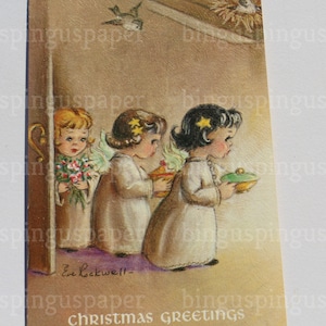Eve Rockwell Baby Angel Carte de Noël, Religieuse INUTILISÉE avec enveloppe, Pour encadrer, Graphiques d’artisanat de scrapbooking de vacances