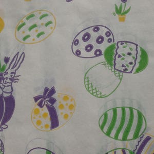vintage Mod Easter Egg Gift Wrapping Tissue Paper, Purple Green Holiday Retro Wrap, 3 feuilles