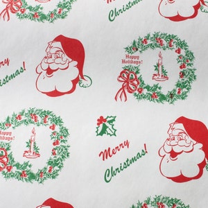 Vintage Mod Christmas Wrapping Paper, Santa Claus Atomic Age Retro Red Green White, 2 yards x 18"