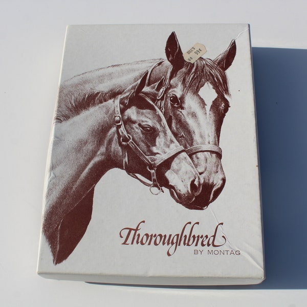 Thoroughbred Horse Boxed Stationery Set by Montag, Vintage Paper and Envelopes in Box for Pen Pal Correspondence
