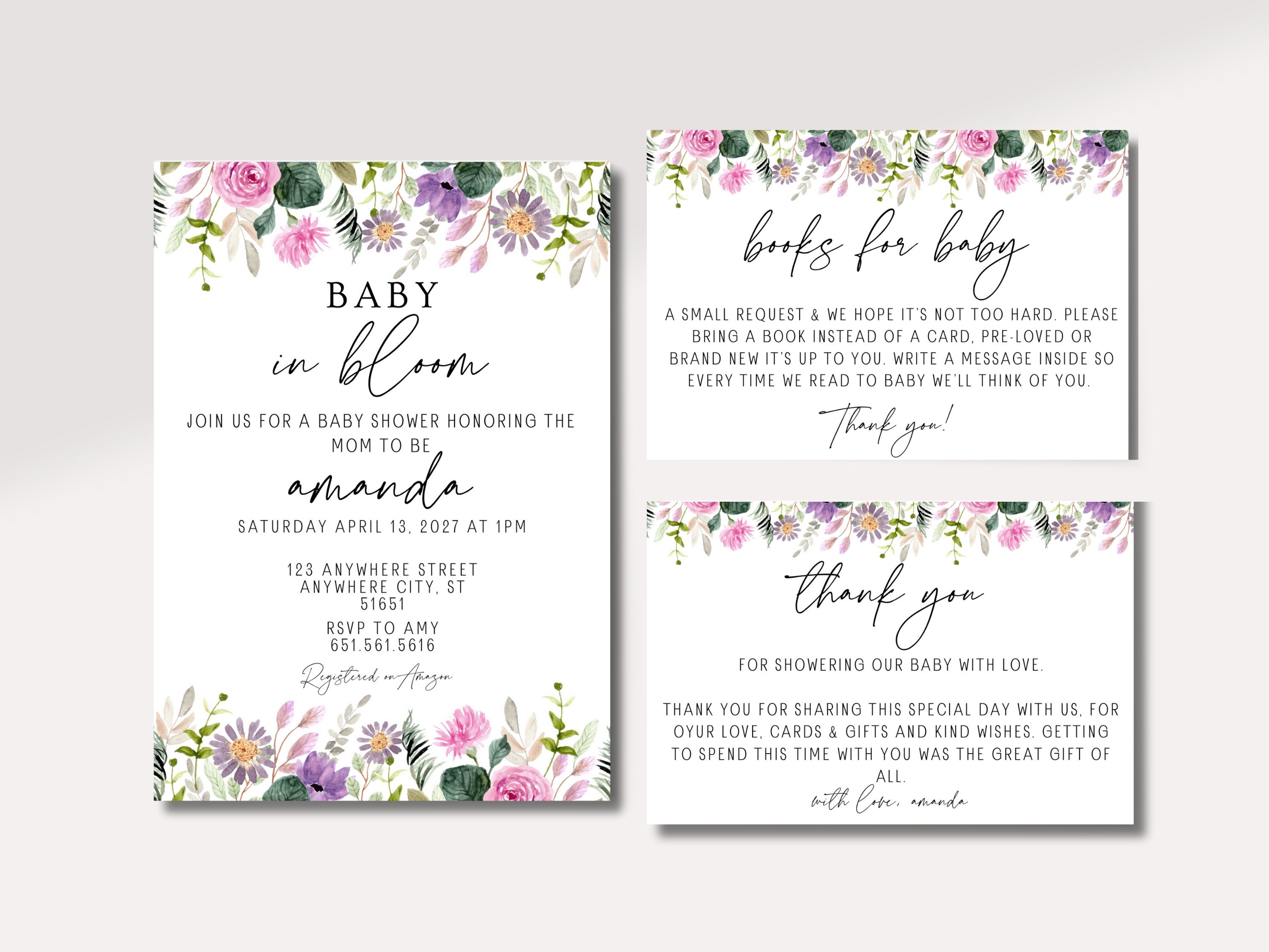 EDITABLE Floral Baby Shower Invitation Template | Canva Template | Baby ...