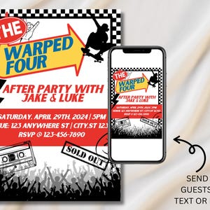 EDITABLE Boy Sibling Birthday Invitation Warped Tour Warped Four Concert Birthday Rock Concert Twin Boy Birthday Boy Sibling Bday Invite