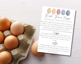 PRINTABLE Farm Fresh Egg Handling Instructions | Printable Card or Sticker | Instant Download | PDF | Homestead Essentials | Egg Stand