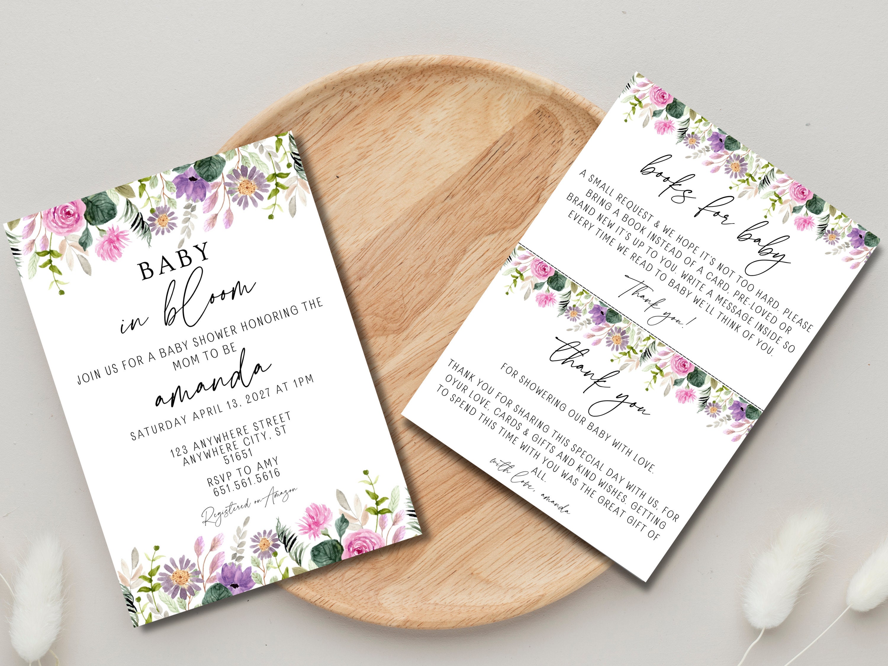 EDITABLE Floral Baby Shower Invitation Template | Canva Template | Baby ...
