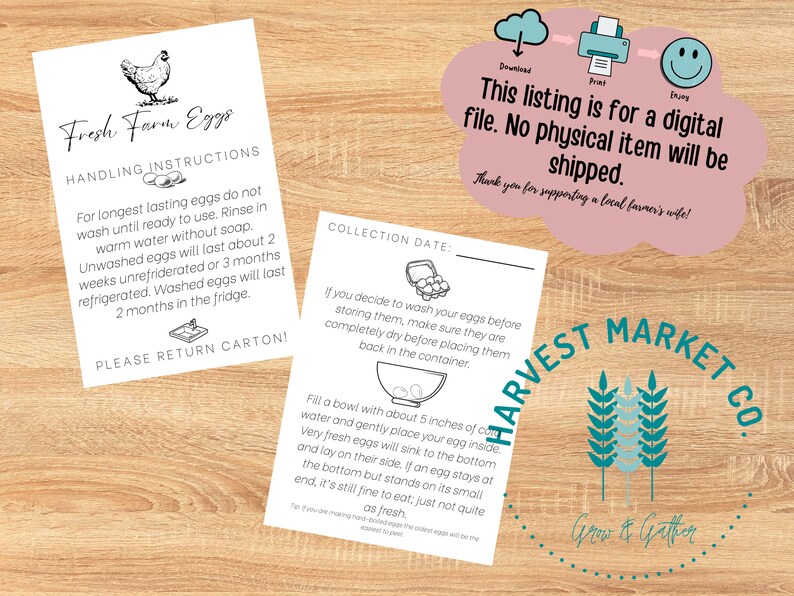 Farm Fresh Egg Handling Instruction Etsy