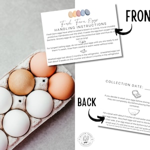 PRINTABLE Farm Fresh Egg Handling Instructions | Printable Card or Sticker | Instant Download | PDF | Homestead Essentials | Egg Stand
