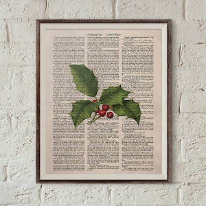 Christmas Carol Dictionary Art Printable, Christmas Carol Book Page Wall Art Print Charles Dickens Quote, Festive Hipster Christmas Wall Art