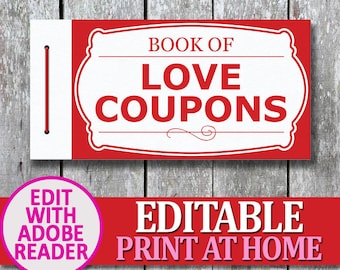 Editable Love Coupon Book Printable, Personalized Christmas Gift for Him, Stocking Partner Gift for Man, Last Minute Anniversary Boyfriend