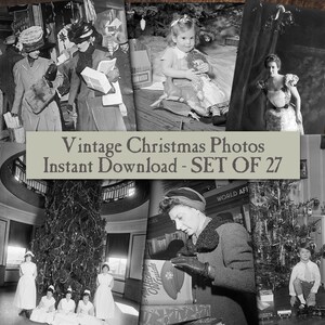 Printable Antique Christmas Photos, Vintage Holiday Digital Collage Pictures, Old Winter Scrapbook Ephemera, Santa Junk Journal Kit Clip Art
