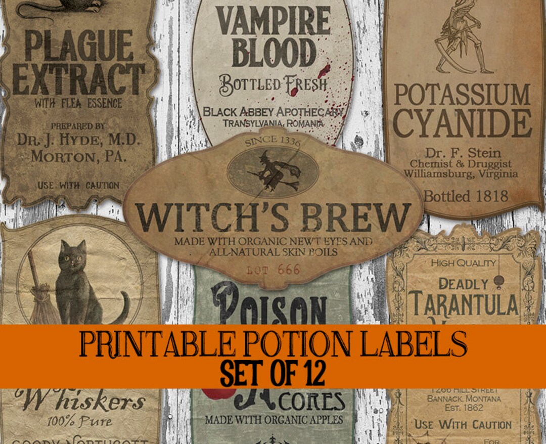 Halloween Bottle Label Printables, Apothecary Labels, Halloween Potion ...