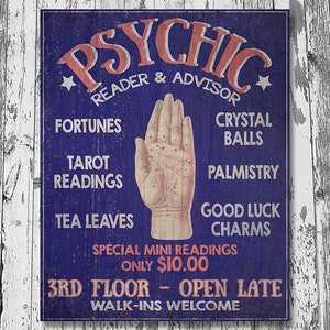 Printable Halloween Psychic Decor, Vintage Fortune Teller Decoration, Tarot Card Party Sign, Campy Psychic Reading Printable Halloween Prop