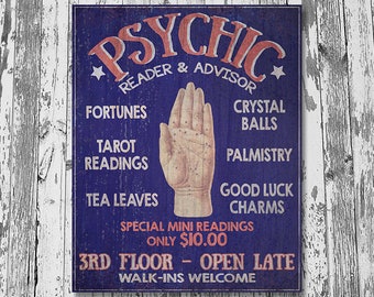 Printable Halloween Psychic Decor, Vintage Fortune Teller Decoration, Tarot Card Party Sign, Campy Psychic Reading Printable Halloween Prop