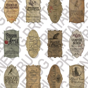 Halloween Bottle Label Printables, Apothecary Labels, Halloween Potion ...