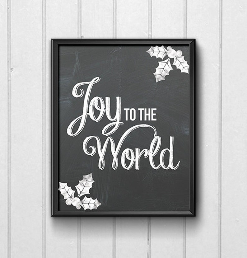 Chalkboard Christmas Print Wall Art Joy to the World Print Holiday Decoration Digital Art Christmas Decoration Printable Holiday Poster