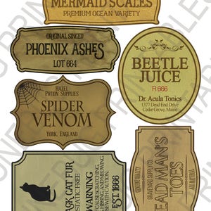 DIY Halloween Potion Label Printables, Apothecary Labels, Halloween Bottle Labels, Digital Clip Art Graphics, Witch Scrapbook Embellishments image 3