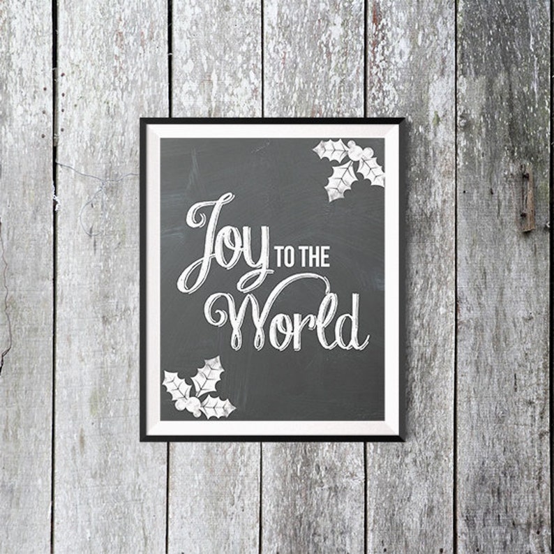 Chalkboard Christmas Print Wall Art Joy to the World Print Holiday Decoration Digital Art Christmas Decoration Printable Holiday Poster