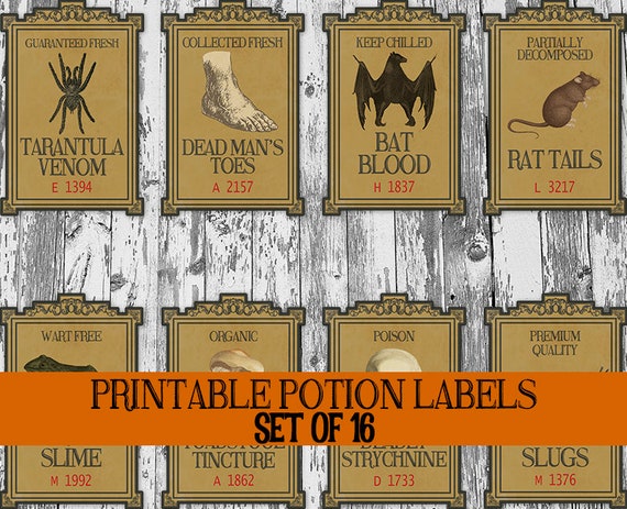 Halloween Potion Bottle Labels: Vintage Apothecary Prints (Digital Download)