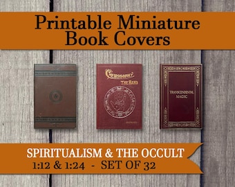32 Mini Halloween Book Covers, Printable Antique Occult Book Set, Miniature Dollhouse Collage Sheet, Vintage 1:12 Scale Apothecary Book
