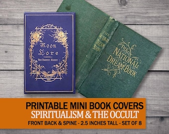 Printable Miniature Occult Book Covers (Set of 8) - Spiritualism Dollhouse Library Decor (Digital Download)