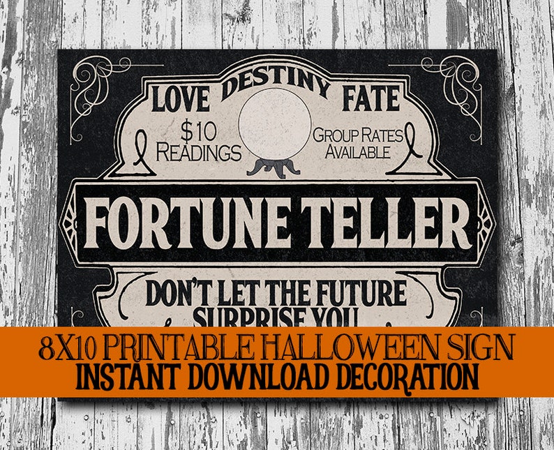 Printable Halloween Fortune Teller Decor Vintage Psychic Etsy