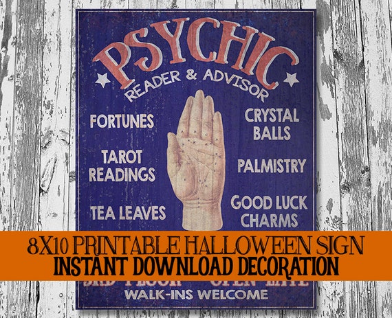 Printable Halloween Psychic Decor, Vintage Fortune Teller