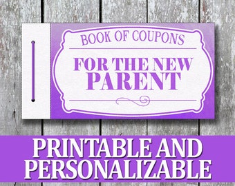 First Time Parent Printable Coupon Book, DIY New Baby Baptism Shower Gift, Easy Christmas Present, Last Minute Voucher Booklet for Friend