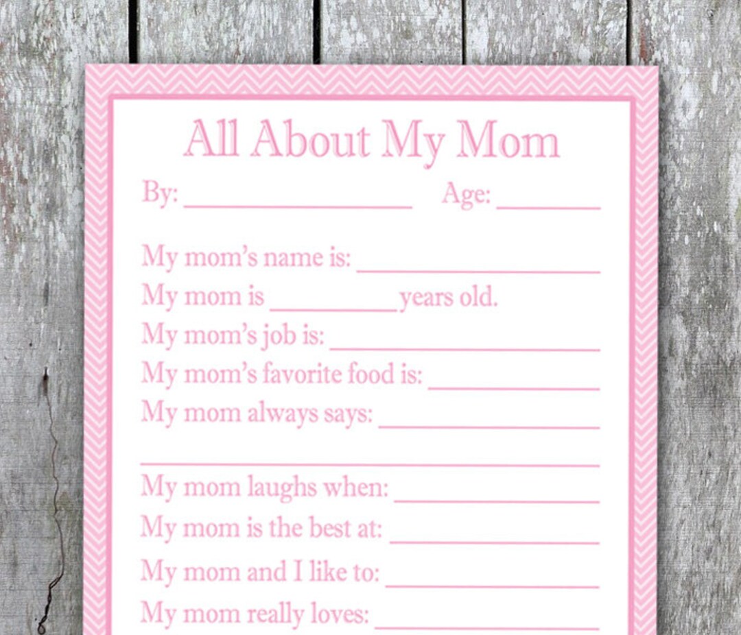 All About My Mom Printable Valentines Day Card for pic