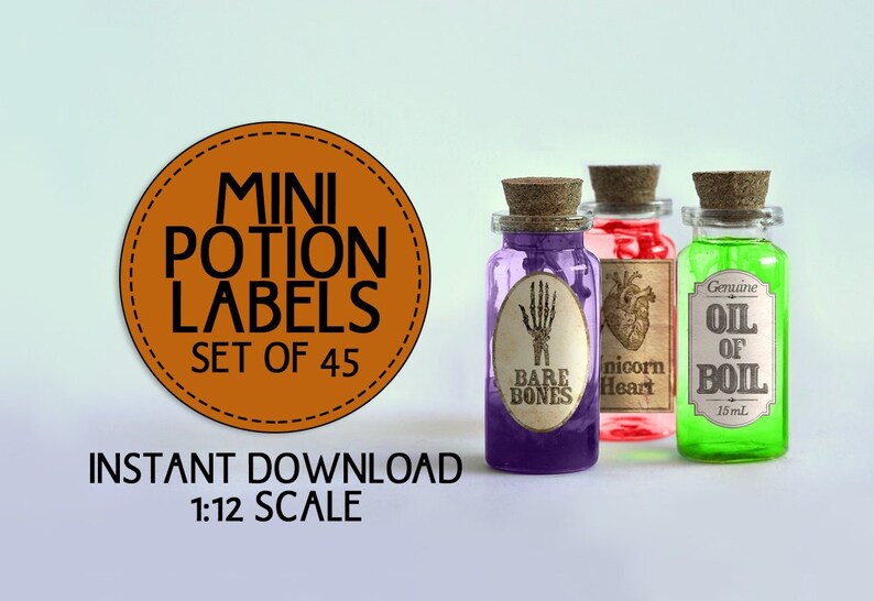 45 Printable Miniature Potion Labels Halloween Dollhouse - Etsy