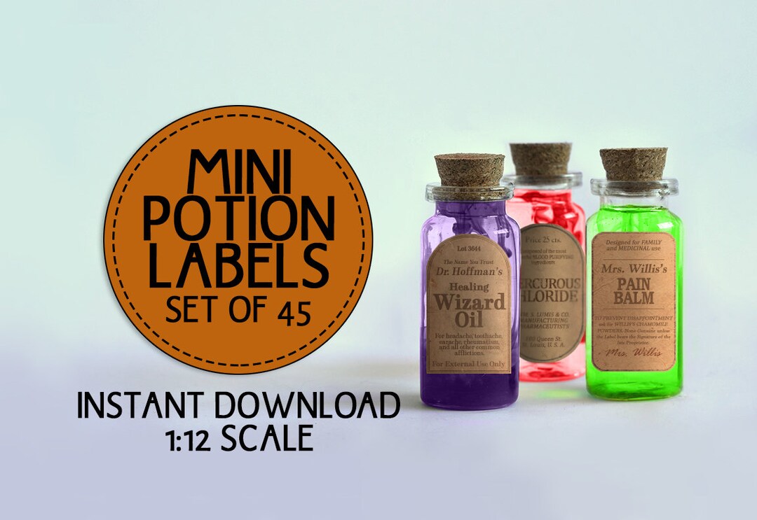 45 Printable Miniature Potion Labels Halloween Dollhouse - Etsy
